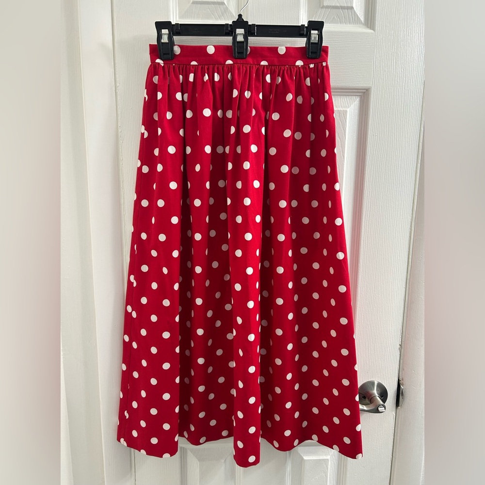 Red and White Polkadot Skirt fits like a 0-2
